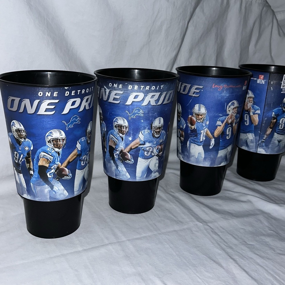 Lot of 4 NFL Detroit Lions Souvenir Stadium One Pride Plastic Cups 32 Oz. USA